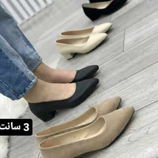 کفش پاشنه 4 سانت زنانه مدل کلاسیک – مناسب اداری و مجلسی (مشکی و کرم)